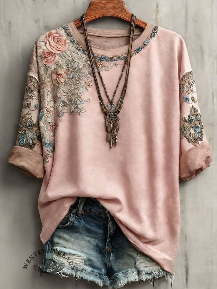 Women's Vintage Printed Casual Short Sleeve T-Shirt