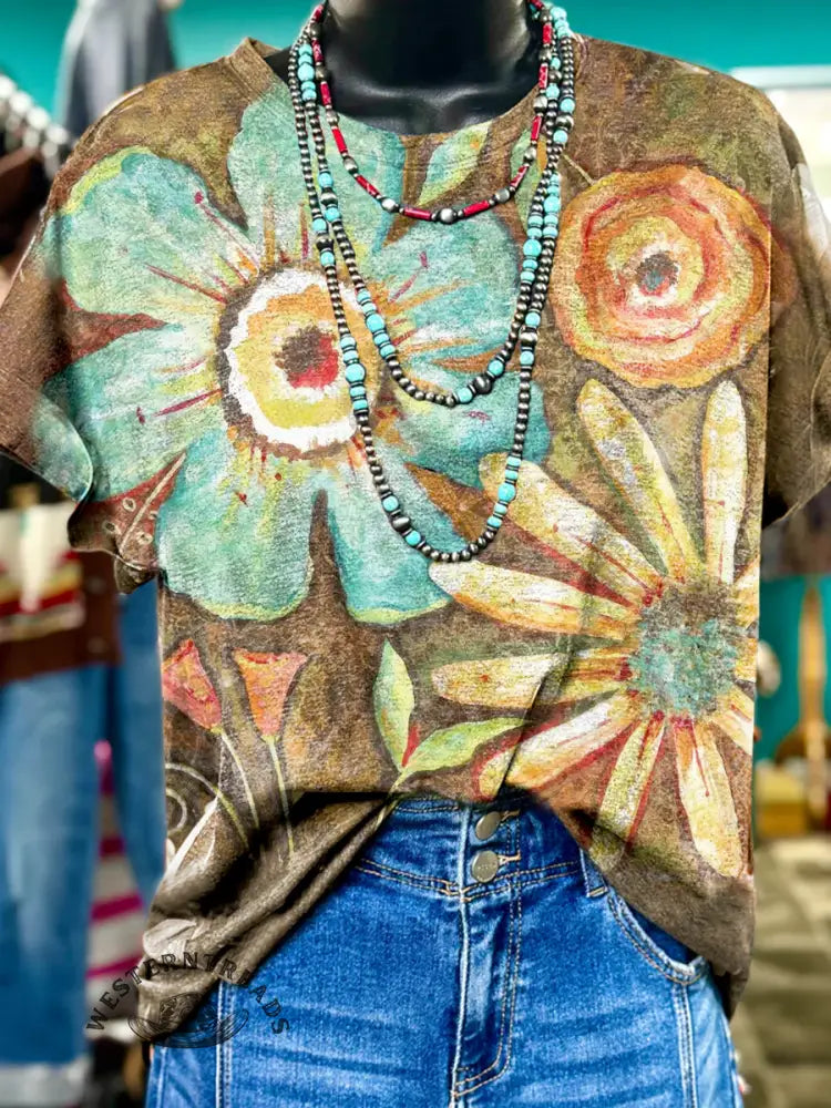 Women's Vintage Flower T-shirt