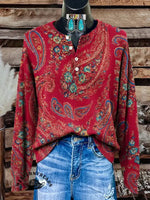 Vintage Paisley Art Print Casual Cotton Sweatshirt