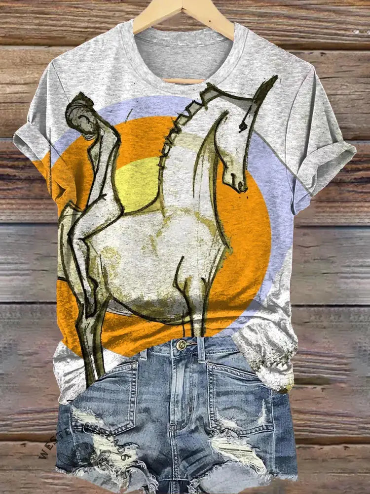 Funny Horse Art Print T-shirt