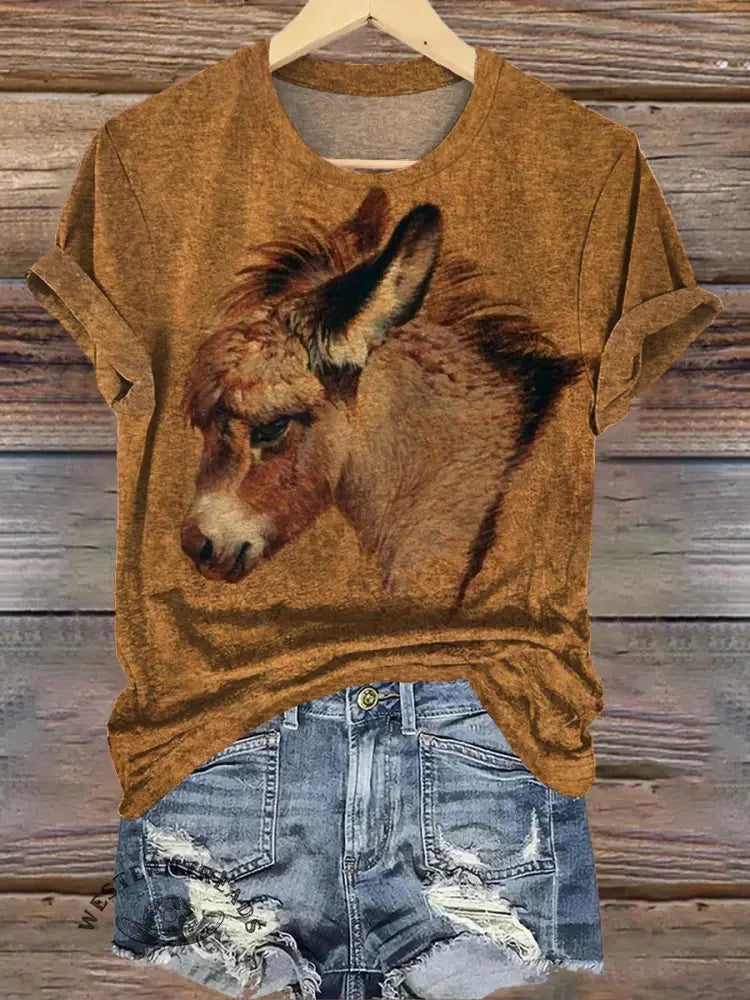 Retro Donkey Art Print T-shirt