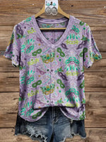 Vintage Elegant Soft Western Carnival Cotton T-shirt Top