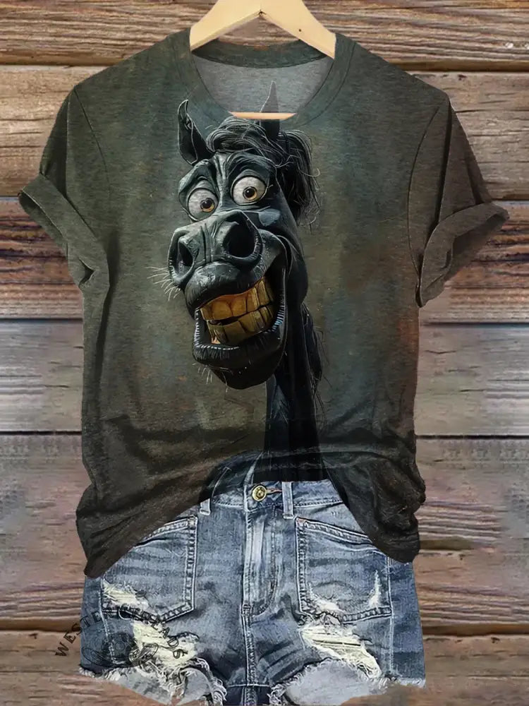 Funny Horse Art Print T-shirt