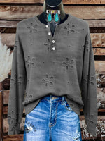 Floral Pattern Art Print Buttoned Cardigan Sweater