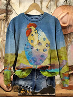 Vintage Western Chicken Art Print Sweatshirt