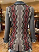 Aztec Print Patchwork Denim Sweater