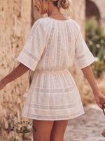 Women's Short Sleeve V Neck Dress