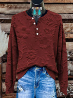Vintage Floral Art Print Buttoned Cardigan Sweater