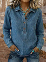 Vintage Elegant Denim Aztec Art Shirt