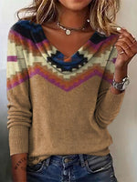 Women's Vintage Aztec Art Print Cowl Neck Top