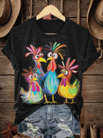 Retro Animals Art Print Casual T-shirt