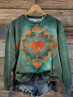 Heart Mandela Art Casual Cotton Sweatshirt