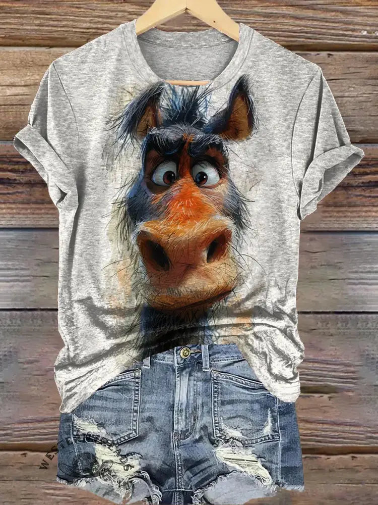 Funny Horse Art Print T-shirt