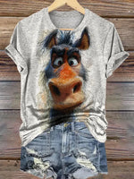Funny Horse Art Print T-shirt