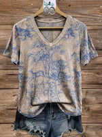 Vintage Elegant Soft Western Cotton T-shirt Top