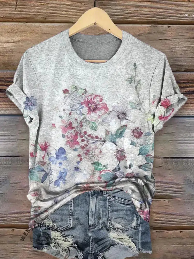 Vintage Retro Flower Pattern T-shirt