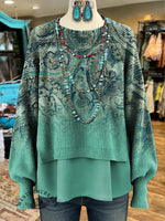 Women's Vintage Paisley Print Casual Knit Sweater