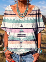 Women's Vintage Atr Print V-neck T-shirt