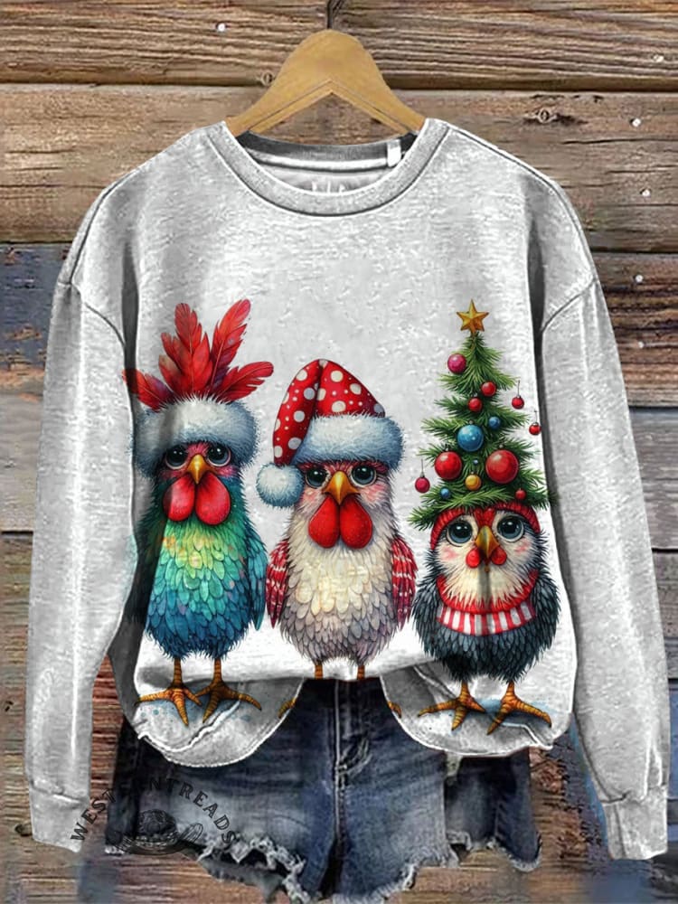 Funny Holiday Animal Art Print Casual Cotton Sweatshirt