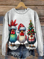 Funny Holiday Animal Art Print Casual Cotton Sweatshirt
