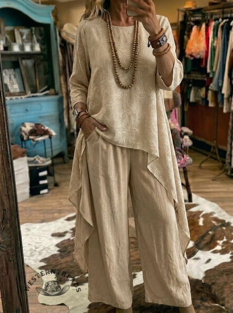 Vintage Flower Art Print Casual Suit