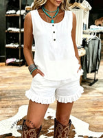 Women's Vintage Sleeveless Patchwork Casual Suit