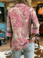 Women's Paisley Art Print Casual 3/4 Sleeve Shirt