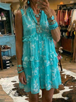 Floral Print Casual Ruffle Sleeveless Dress