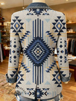 Aztec Print Patchwork Denim Sweater