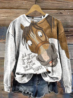 Funny Horse Art Casual Cotton Sweatshirt