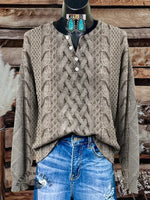 Retro Texture Art Print Buttoned Cardigan Sweater