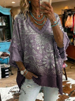 Women's Vintage Patchwork Ruffles Casual Shirt
