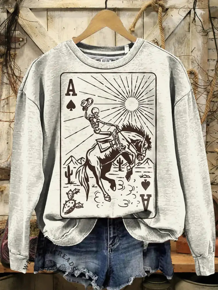 Western Art Print Casual Sweatshirt