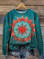 Heart Mandela Art Casual Cotton Sweatshirt