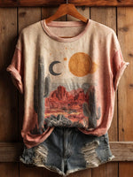 Cactus Art Print Casual Short Sleeve T-shirt