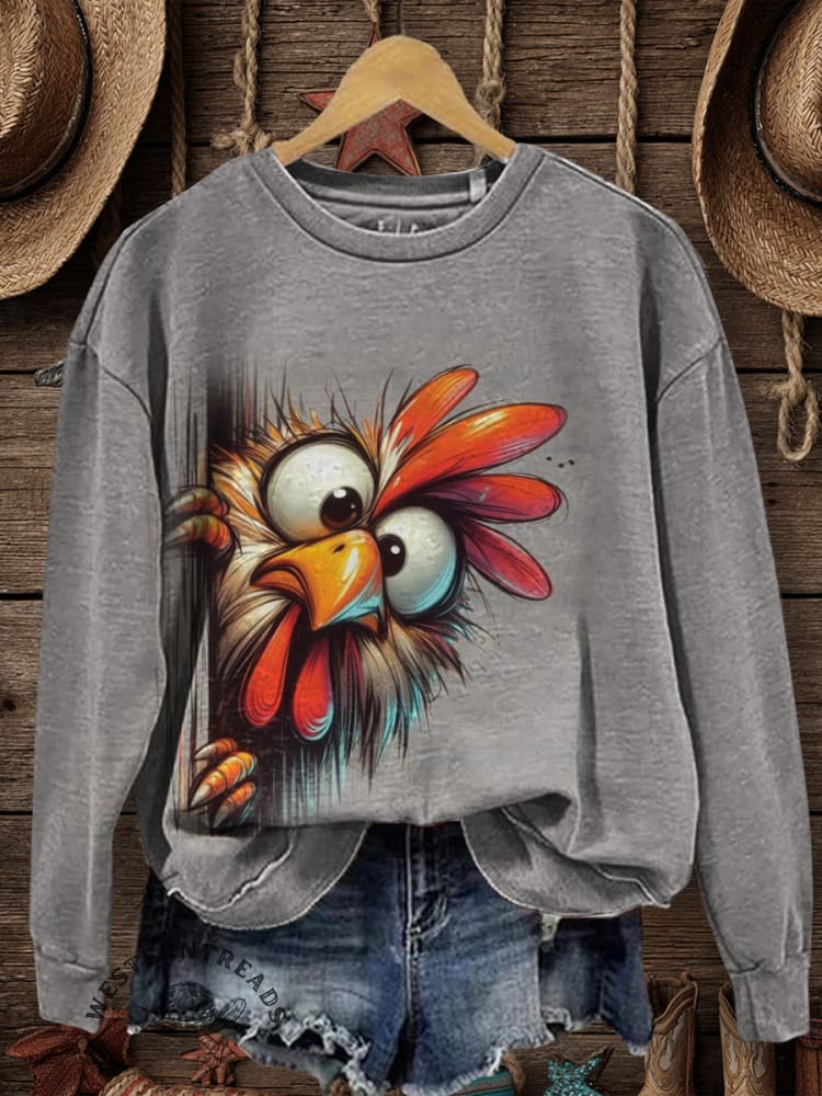 Funny Animal Art Print Casual Cotton Sweatshirt