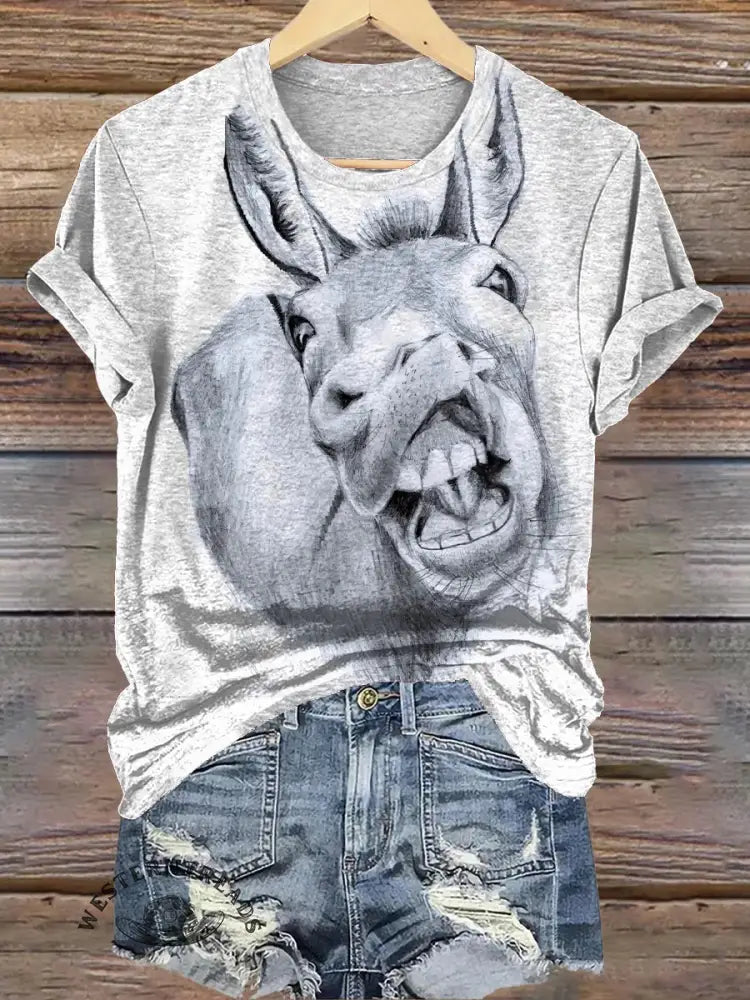 Funny Mean Donkey Art Print T-shirt
