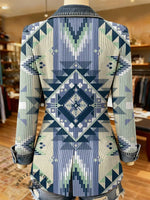 Aztec Print Patchwork Denim Coat