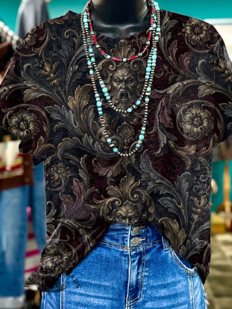 Vintage Print Casual T-shirt