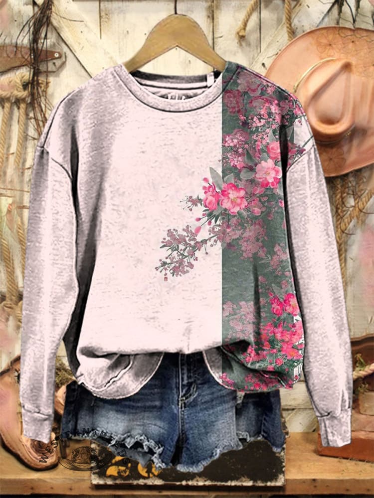 Vintage Flower Art Print Sweatshirt