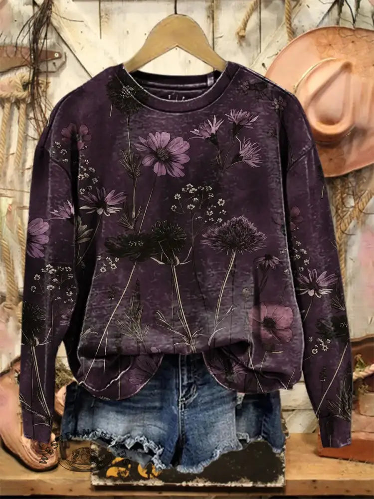 Vintage Purple Art Print Sweatshirt