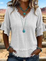 Vintage ArtPatchwork Cotton And Linen Shirt