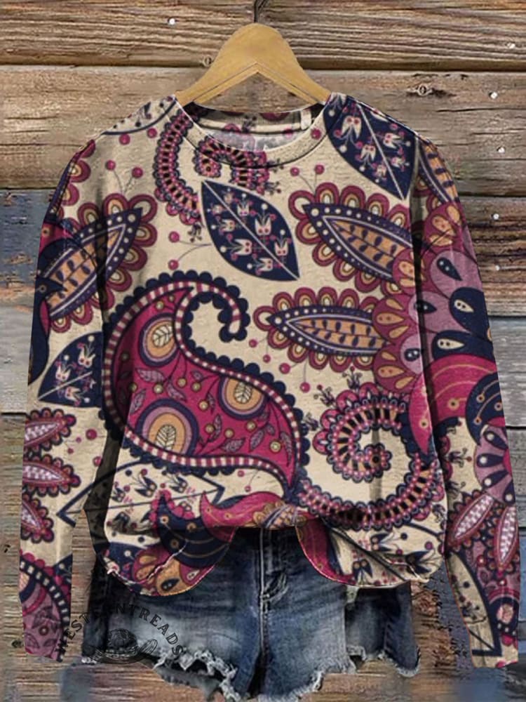 Vintage Paisley Art Print Casual Sweatshirt