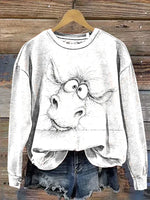 Funny Donkey Print Casual Cotton Sweatshirt