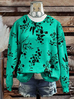 Floral Pattern Casual Cotton Sweatshirt