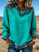 Women's Western Denim Patchwork Top