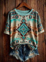 Aztec Art Print Casual Short Sleeve T-shirt