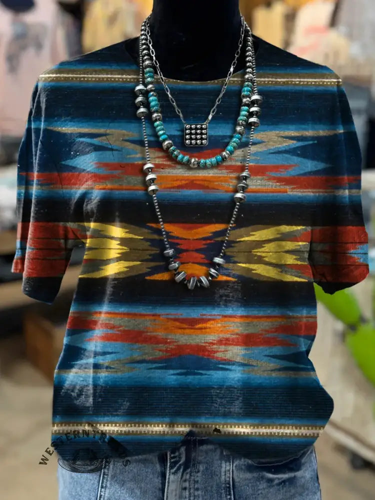 Retro Aztec Print T-shirt