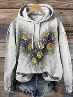 Vintage Heart Art Print Casual Cotton Hooded Sweatshirt