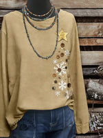 Vintage Christmas Art Print Casual Cotton Sweatshirt